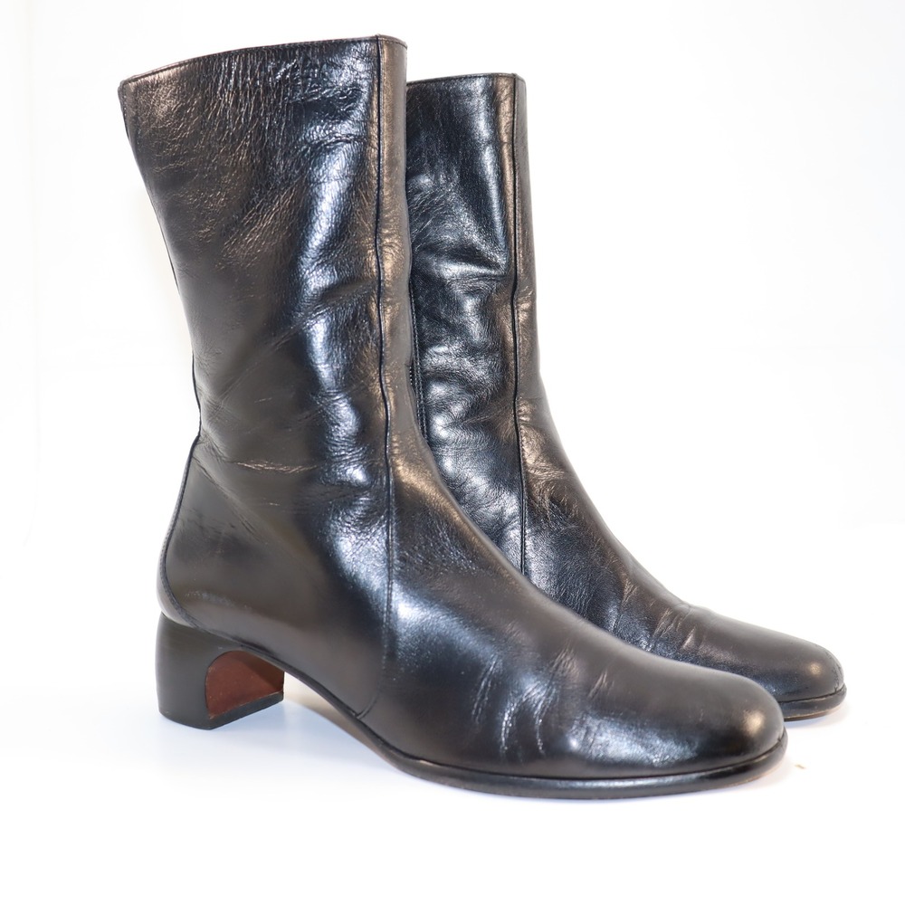 Cole Haan Leather Ankle Boots 7 Black Women 90s Minimalist Bootie